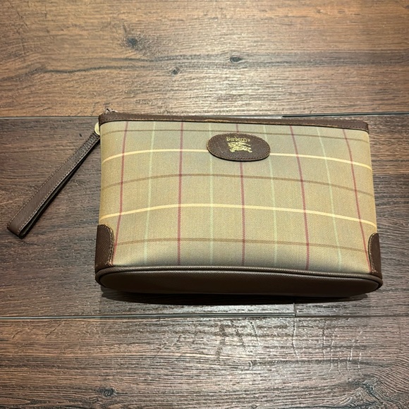Burberry Other - Burberrys Pre owned vintage Toiletry/Wristlet  Bag in Coated Canvas/Leather Trim